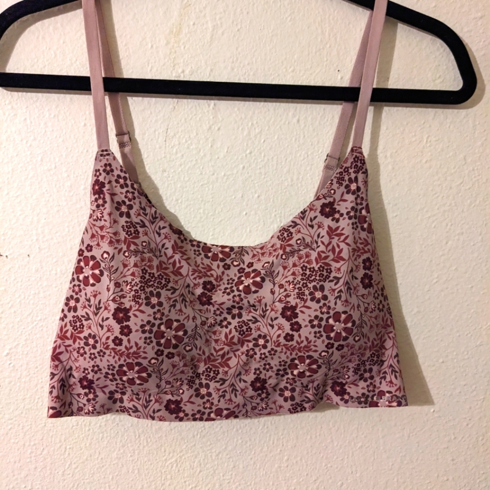 EUC Women's Lucky Brand XL Padded Bralette  Floral Mauve Pink Purple